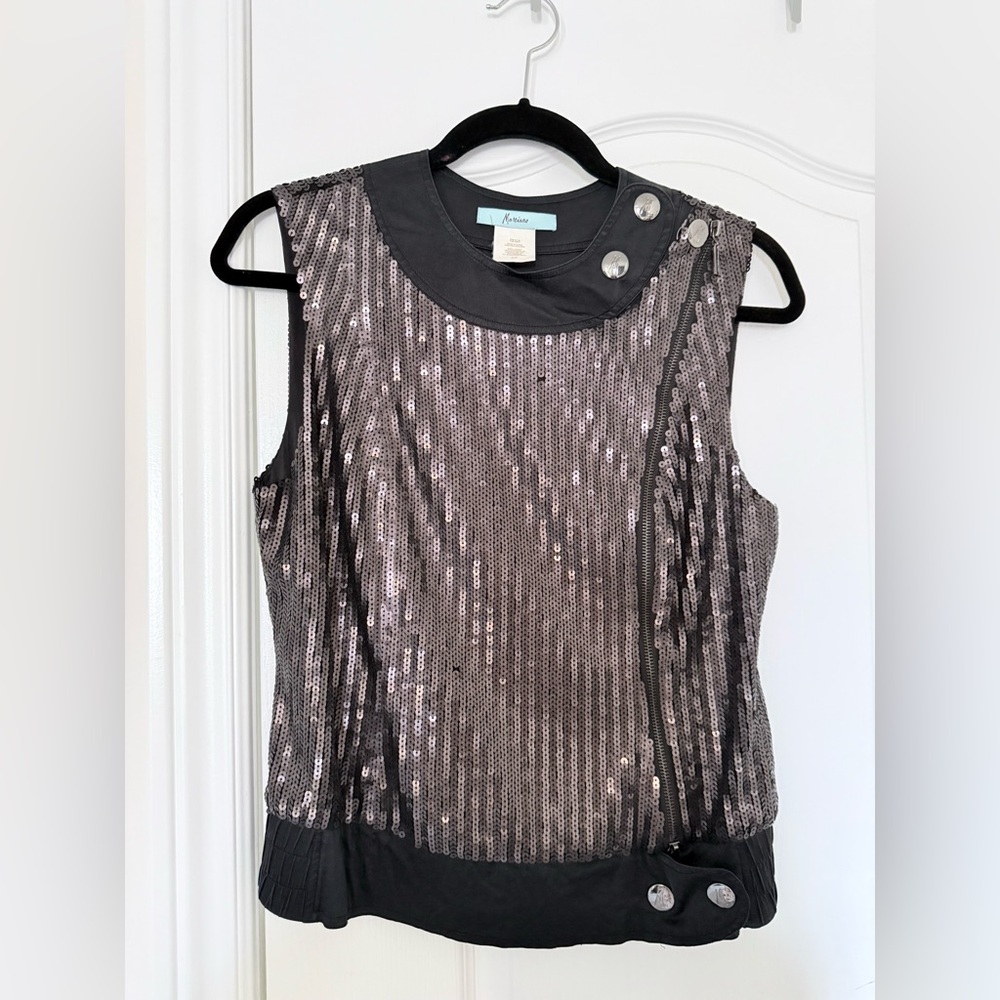 Marciano Black Sequin Top